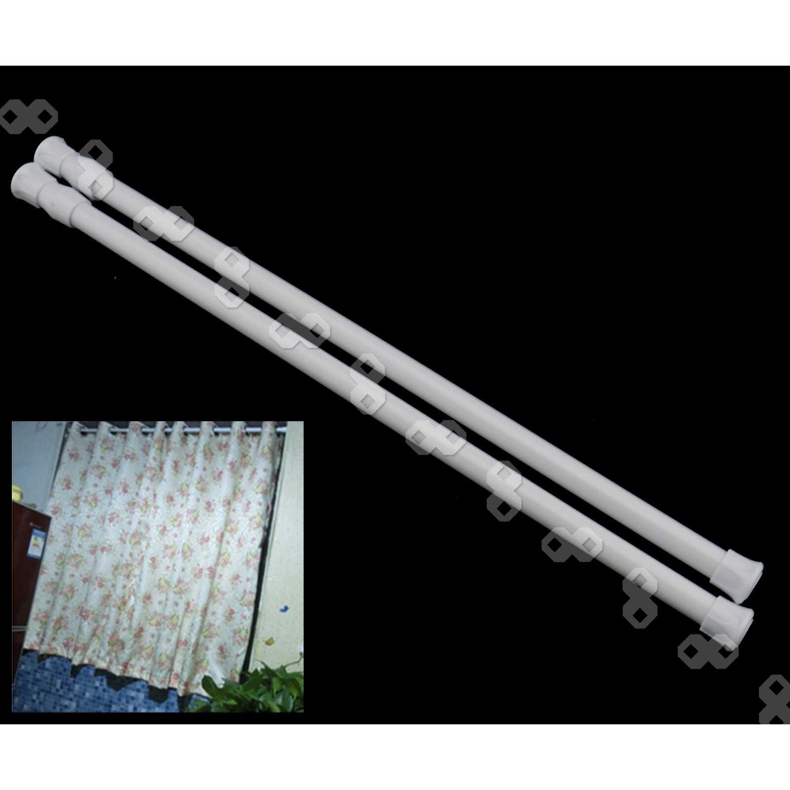 40-70cm Spring Loaded Extendable Rods Voile Net Curtain Tension Rod Pole Rail